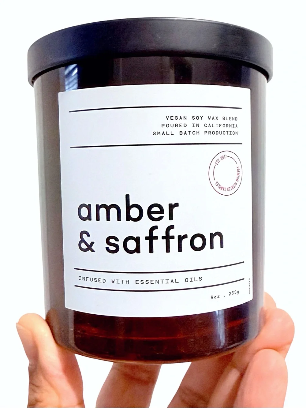 Leoben Company Amber & Saffron Luxury Scented Candle - Brown